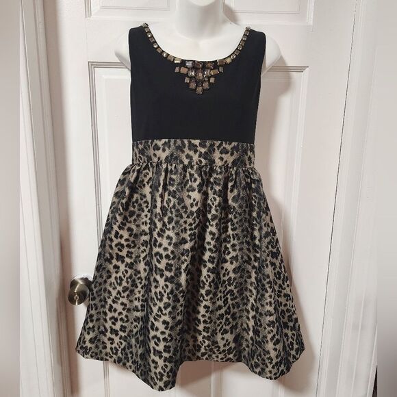 Laura Petites Dress Leopard Print Embellished Empire Waist Women’s Size 12P - Picture 12 of 12